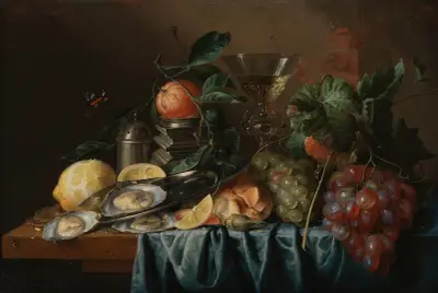 Still Life with Oysters and Grapes av Jan Davidsz de Heem