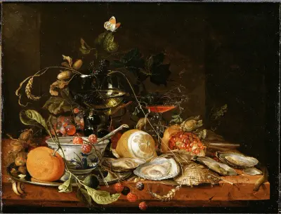 Still Life with Wine, Fruit and Oysters av Jan Davidsz de Heem