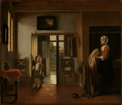 In the bedroom av Pieter De Hooch