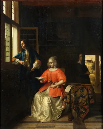 Interior with a Young Lady Reading a Letter av Pieter De Hooch