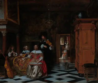 Portrait of a Family Playing Music av Pieter De Hooch