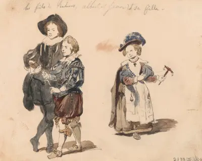 Albert, Nicolaas and Clara Serena, Children of Peter Paul Rubens av Nicaise De Keyser