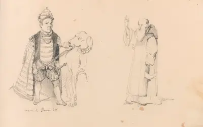 Kardinal Granvelles dvärg och en stående munk av Nicaise De Keyser
