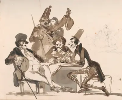 Caricatures and Two Figures av Nicaise De Keyser