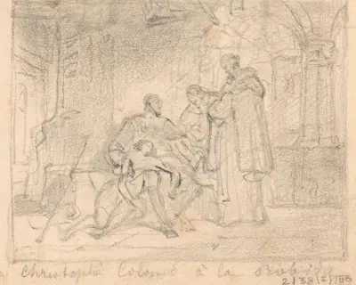 Christopher Columbus och hans sjuka son i klostret La Rábida av Nicaise De Keyser