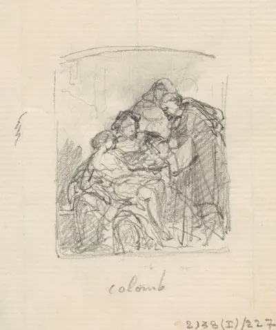 Kristofer Columbus och hans sjuke son i klostret La Rábida av Nicaise De Keyser