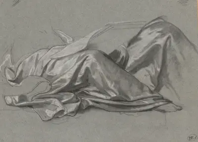 Draperat tyg till figuren som symboliserar renässansen av Nicaise De Keyser