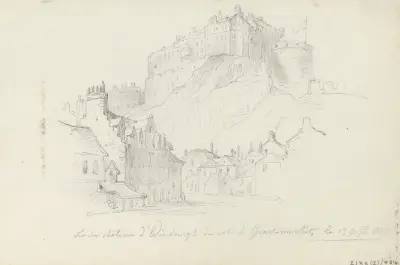 Edinburgh Castle sett från Grassmarket av Nicaise De Keyser