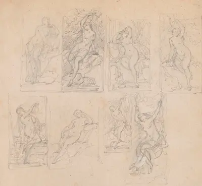 Eight Studies of Nude Woman av Nicaise De Keyser