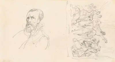 Huvud av en man och scen av Nicaise De Keyser