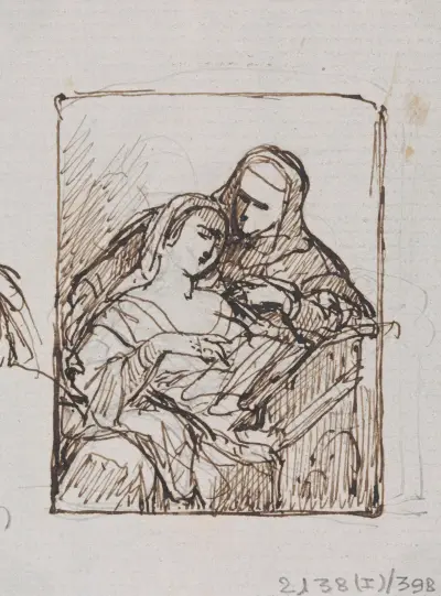 Man och kvinna med bok av Nicaise De Keyser