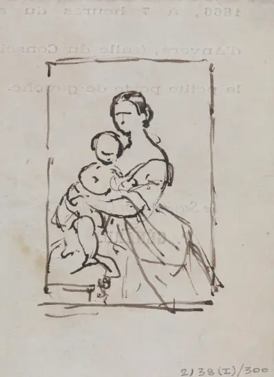 Porträtt av en kvinna och ett barn av Nicaise De Keyser