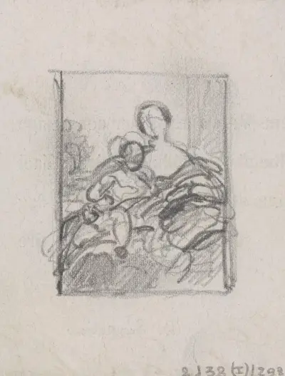 Porträtt av en kvinna och ett barn av Nicaise De Keyser