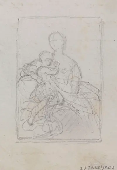 Porträtt av en kvinna och ett barn av Nicaise De Keyser