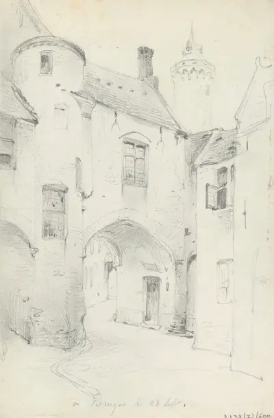 St.-Jacobstraat med Boterhuis i Brügge av Nicaise De Keyser