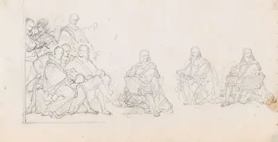 Konstnärsgruppen och den sittande Cornelis Huysmans av Nicaise De Keyser