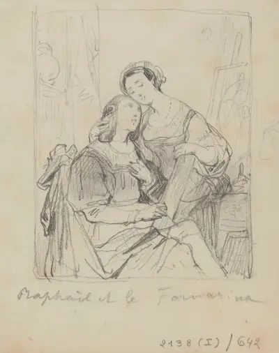 The Painter Raphael and La Fornarina av Nicaise De Keyser