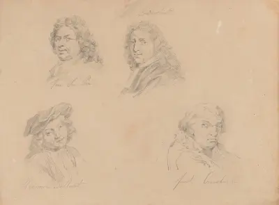 Målarna Jan van Pee, Jacob Toorenvliet, Heyman Dullaert och Joos van Craesbeeck av Nicaise De Keyser