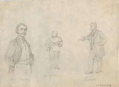 Målarna Jean-Léon Gérôme, Ernest Meissonier och Ludwig Knaus av Nicaise De Keyser