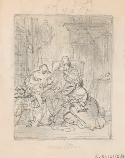 Der Dichter John Milton diktiert seinen Töchtern Paradise Lost – Nr. 2 von Nicaise De Keyser
