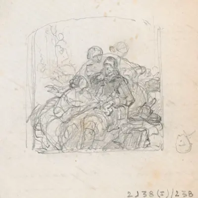 Poeten John Milton dikterar Paradise Lost för sina döttrar av Nicaise De Keyser