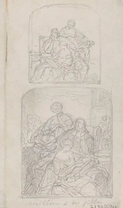 Poeten John Milton dikterar Det förlorade paradiset för sina döttrar av Nicaise De Keyser