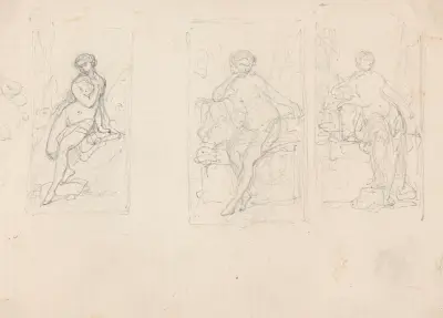 Tre kvinnliga nakenstudier av Nicaise De Keyser