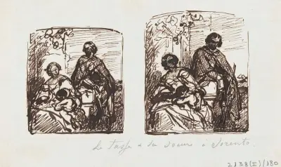 Torquato Tasso, klädd som herde, besöker sin syster Cornelia i Sorrento av Nicaise De Keyser