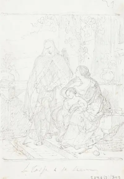 Torquato Tasso, utklädd till herde, besöker sin syster Cornelia i Sorrento av Nicaise De Keyser