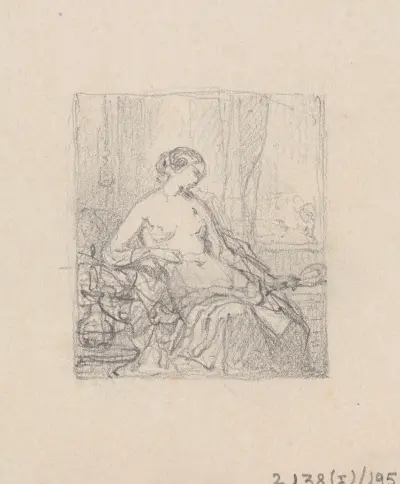 Kvinna med spegel av Nicaise De Keyser