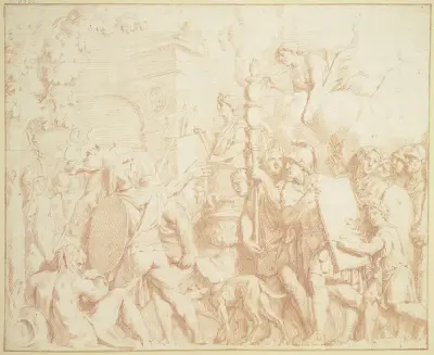 Ein Imperator zieht triumphierend in Rom ein av Gerard de Lairesse