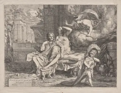 Merkur nařizuje Kalypsó, aby nechala Odyssea odjet, Gerard de Lairesse