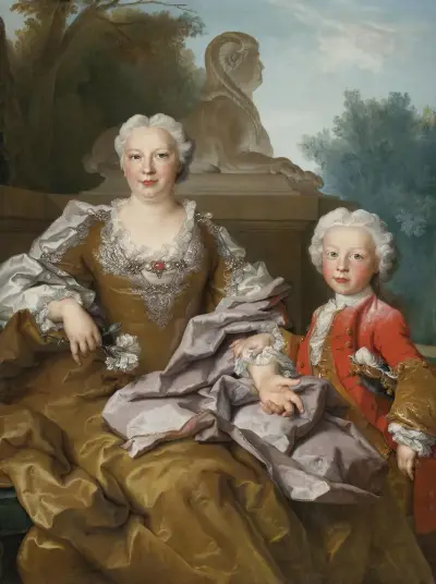 Madame Bertin och hennes son Balthazar Bruno av Nicolas de Largillière