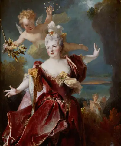 Portrait de la comédienne Marie-Anne de Châteauneuf, dite Mlle Duclos (1664-1747), dans le rôle d’Ariane av Nicolas de Largillière