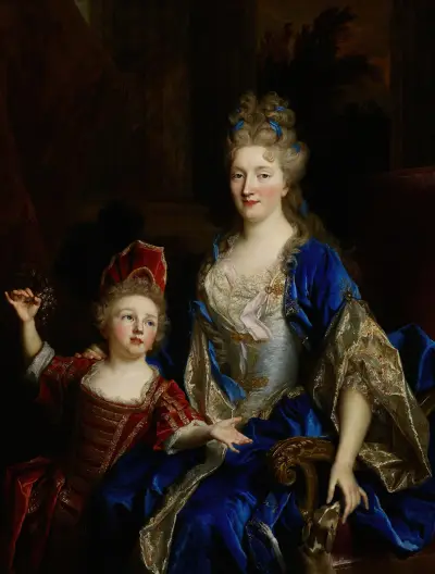 Portrait of Catherine Coustard, Marquise of Castelnau, Wife of Charles-Léonor Aubry with Her Son Léonor av Nicolas de Largillière