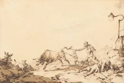 En störtande tjur av Philip James de Loutherbourg