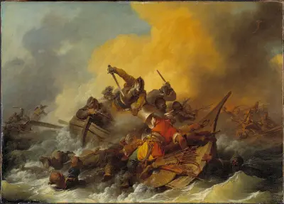 Bitwa morska między żołnierzami a orientalnymi piratami, Philip James de Loutherbourg