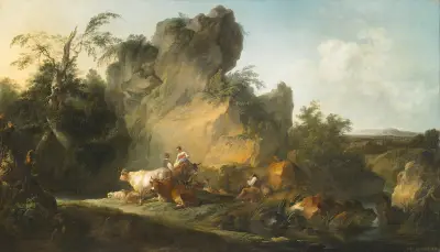 Landscape with Figures and Animals av Philip James de Loutherbourg