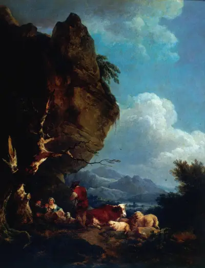 Paysage animé de bergers av Philip James de Loutherbourg
