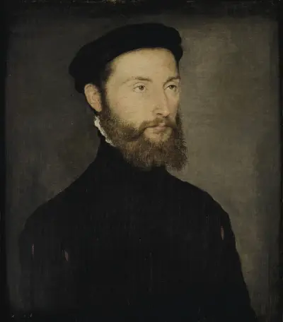 Portrait d’homme barbu anciennement dit de Charles de Cossé-Brissac av Corneille de Lyon