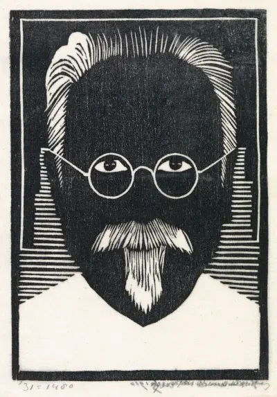 Autoportret w okularach i z brodą, Samuel Jessurun de Mesquita