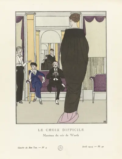 Le choix difficile, Manteau du soir de Worth, 1914 – nr 1 av Bernard Boutet de Monvel
