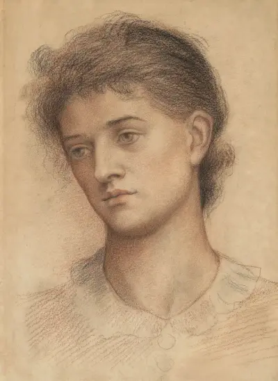 Porträtt av ett kvinnohuvud av Evelyn De Morgan