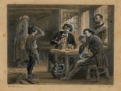 16. Gavroche et les amis de l’A.B.C. chez la mère Hucheloup Gaités préalables av Alphonse Marie de Neuville