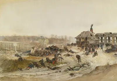 Le Four A Chaux; A Study For The Panorama Of The Battle Of Champigny av Alphonse Marie de Neuville