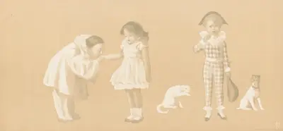 Clown kissing girls hand av Pal (Jean de Paleologue)