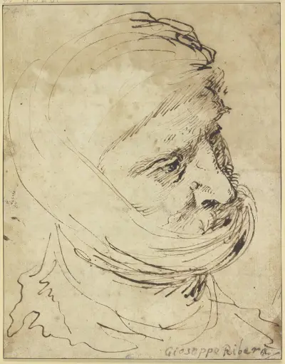 Head of a Man with cloth Headdress av Jusepe de Ribera