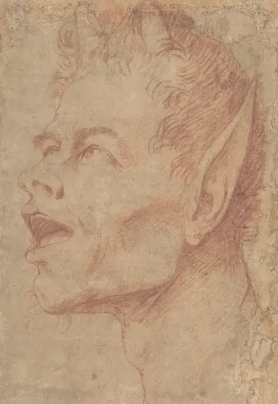 Satyrhuvud i profil mot vänster av Jusepe de Ribera