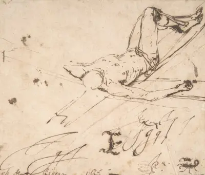 Studie till korsfästelsen av St. Peter av Jusepe de Ribera