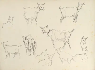 Goats (study) av Rodolphe De Saegher